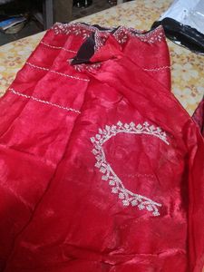 Red  saree Jimmy Choo