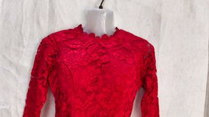 Elegant Red Lace Fishtail Dress