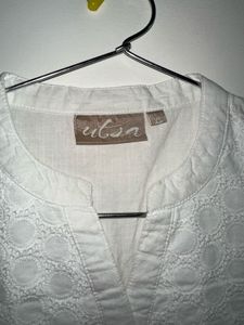 utsa westside Elegant White Cotton Broderie Kurta