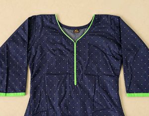 Elegant Navy Blue Printed Kurta