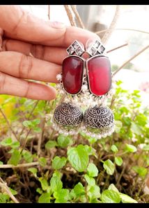 Exquisite Oxidised Silver Jhumka Earrings