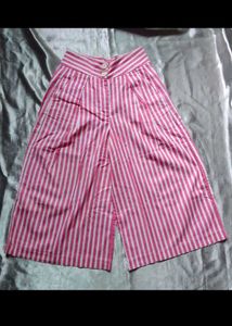 Pink Striped Cropped Trouser
