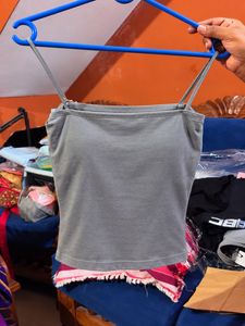 Grey Spaghetti Strap Cami Top