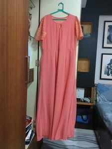 Elegant Peach Ethnic Gown