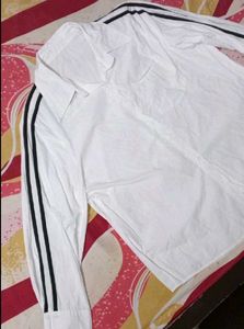 Classic White Shirt with Black Stripes