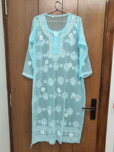 Blue Lakhnavi Chikankari Handwork Kurta