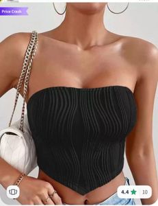 Chic Black Textured Strapless Top