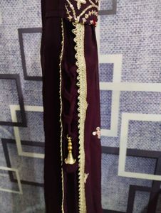 Embroidered Ethnic dress with plain palazzo nd bea