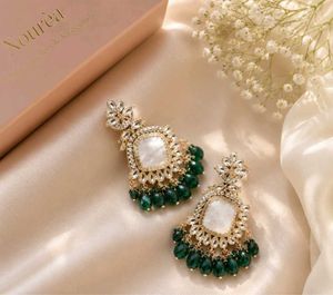 Elegant Emerald & Pearl Drop Earrings