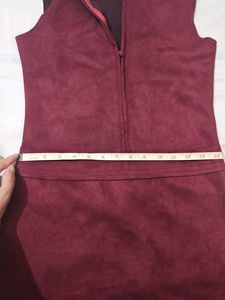 Stylish Burgundy Suede Dress