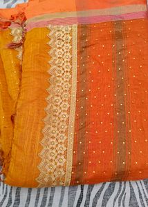 Orange Colour Stone Work Saree