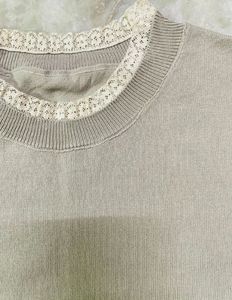 Cream Lace Neckline Sweater