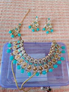 Blue Stone Choker Necklace Set