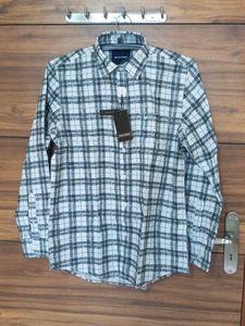 Premium White Checks Pure Cotton Shirt (M/chest 40