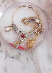Elegant Kundan Nath with Pearl Dangle