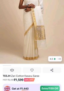 Cotton Kasavu kerala style Saree