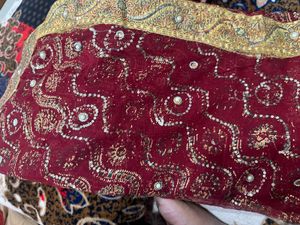 Elegant Maroon &amp; Gold Embroidered Saree