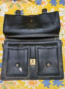 Vintage Black Faux Leather Briefcase Bag