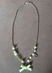 Mint Bow Charm Necklace