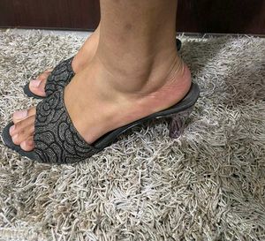 Metro Black Floral Heels