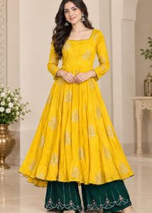 Vibrant Yellow Kurta with Palazzo Set
