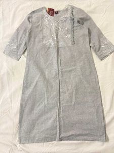 Grey Embroidered Kurta