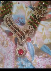 Statement Necklace with Red Accent