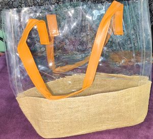 Trendy Clear Jute Tote Bag