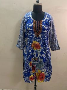 Vibrant Blue Floral Print Kurta