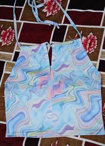 Colorful Marble Print Halter Top