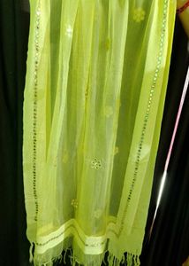 Butter Yellow Mirror-Work tissue Dupatta 💛