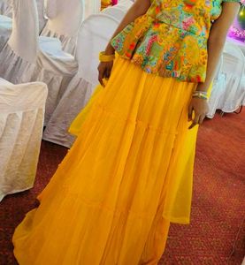Yellow Lehenga with Peplum Top