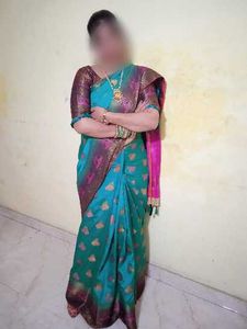Elegant Teal & Pink Silk Saree with matching blous