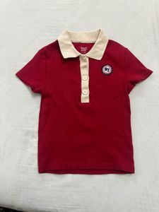 Red Collared Polo Shirt with Patch