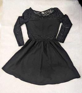 Black Lace Detail Mini Dress