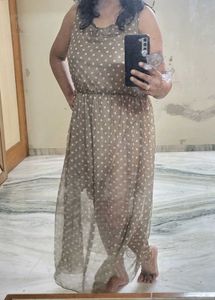 Polka Dot Chiffon Midi Dress Never Used