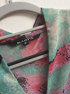 Abstract Print V-Neck Blouse