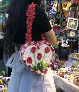 Heart-Shaped Crochet Tulip Bag