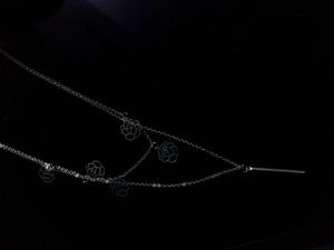 Floral / korean double Layered silver Necklace