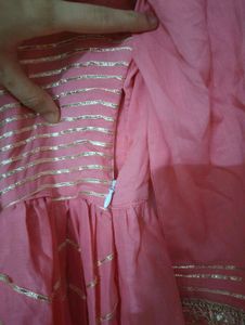 Pink Ethnic Gown With Golden Embroidery 🪷✨