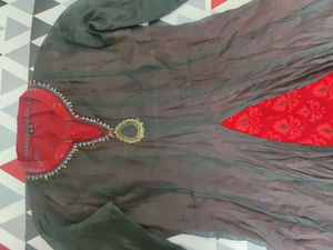 long double lapyer red gown