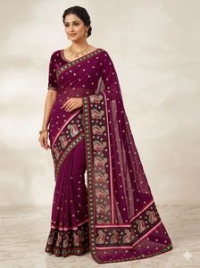 Beautiful Purple Saree with Embellishments