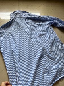 Blue Striped Button-Up Shirt
