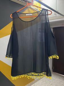 Sheer Black Cold Shoulder Tunic