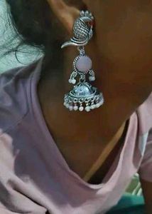 Boho Silver Jhumka Earrings