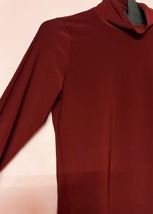 Burgundy Cold Shoulder Turtleneck Top