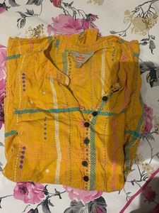 Yellow Printed Kurta