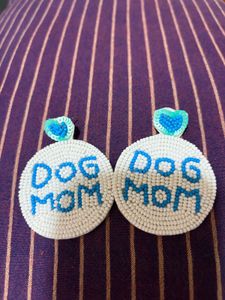 Beaded "Dog Mom" Dangle Earrings