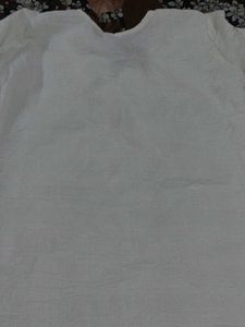 Elegant White Kurta with Colorful Neckline