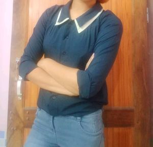 Navy Blue Shirt Like Top ❤